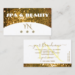 Luxury White Gold Sparkle Glitter Stylish Monogram Business Card
