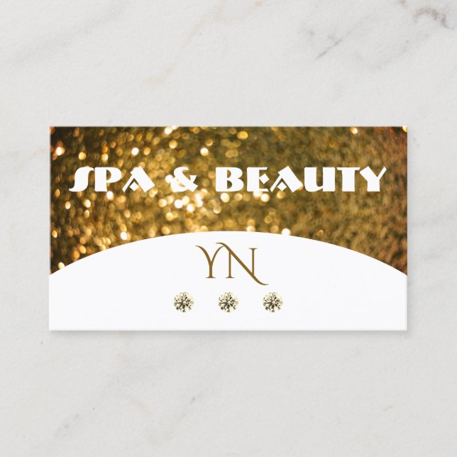 Luxury White Gold Sparkle Glitter Stylish Monogram Business Card (Front)