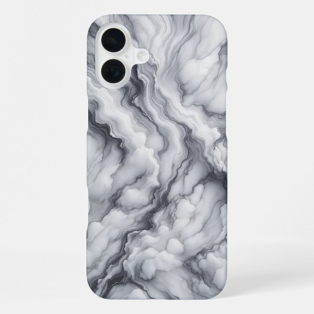 Luxury White & Grey Marble Case - Dramatic Flowing (Back)