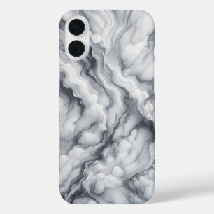 Luxury White & Grey Marble Case - Dramatic Flowing