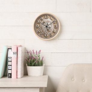 Luxury White Lion Clock Design — Digital Download