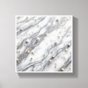 Luxury White Marble & Pearls - Shimmering Crystal  Canvas Print