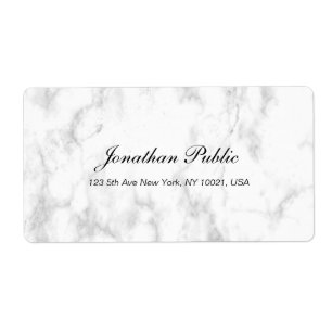 Luxury White Marble Script Modern Shipping Address