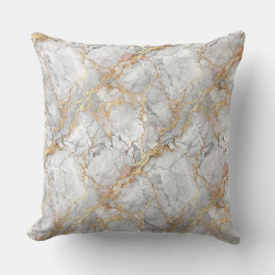 Luxury White Marble Stone & Gold Vein Pattern Cushion