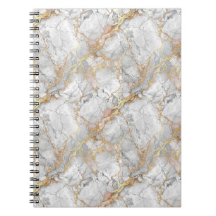 Luxury White Marble Stone & Gold Vein Pattern Notebook