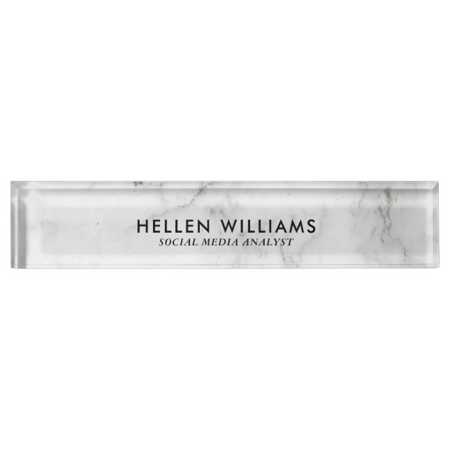 Luxury White Marble Stone Nameplate (Front)
