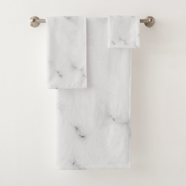 Luxury white marble texture bath towel set (Insitu)