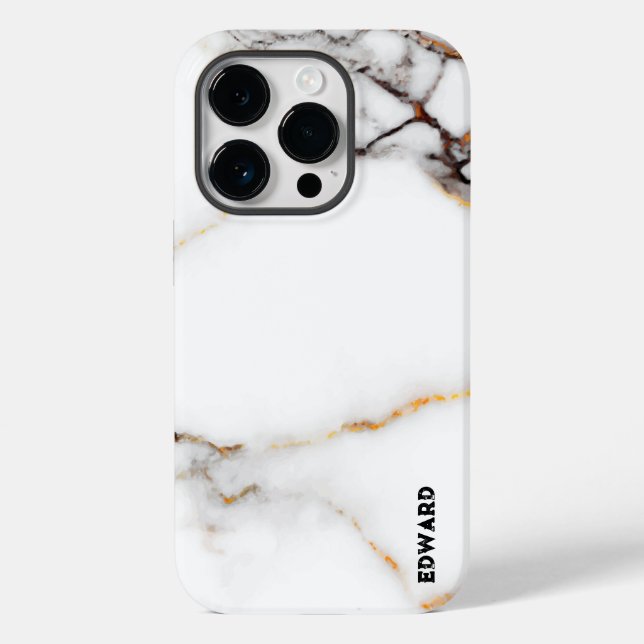 Luxury white marble texture gold and grey accents Case-Mate iPhone case (Back)