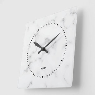 Luxury White marble texture Square Wall Clock