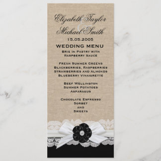Luxury White Ribbon Burlap Lace Menu