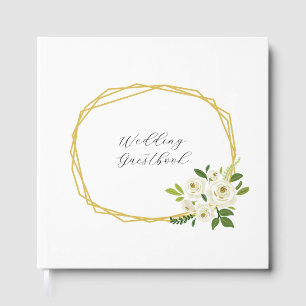 Luxury White Rose Floral Frame  Guest Book