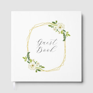 Luxury White Rose Floral Frame Guest Book