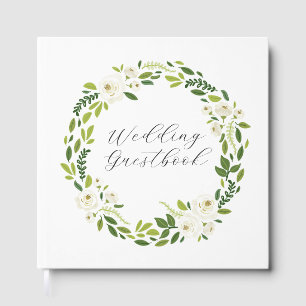 Luxury White Rose Floral Frame  Guest Book