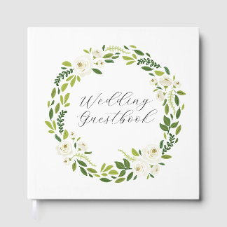 Luxury White Rose Floral Frame Guest Book