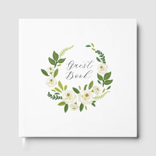 Luxury White Rose Floral Frame  Guest Book