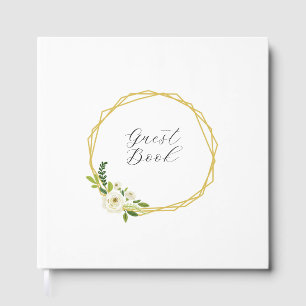 Luxury White Rose Floral Frame  Guest Book