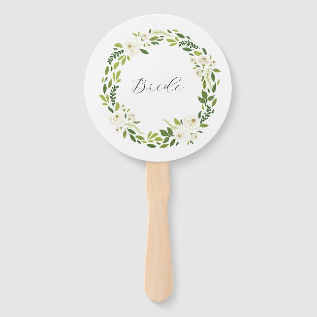 Luxury White Rose Floral Frame  Hand Fan (Front)
