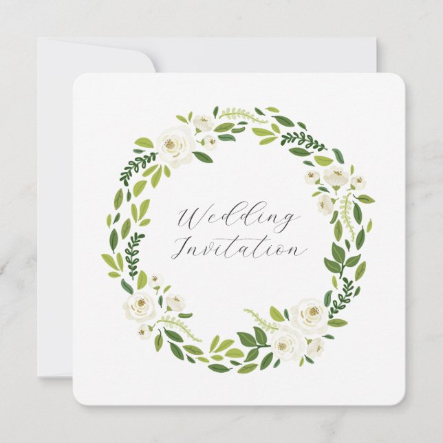 Luxury White Rose Floral Frame  Invitation (Front)