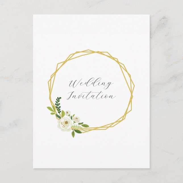 Luxury White Rose Floral Frame  Invitation Postcard (Front)