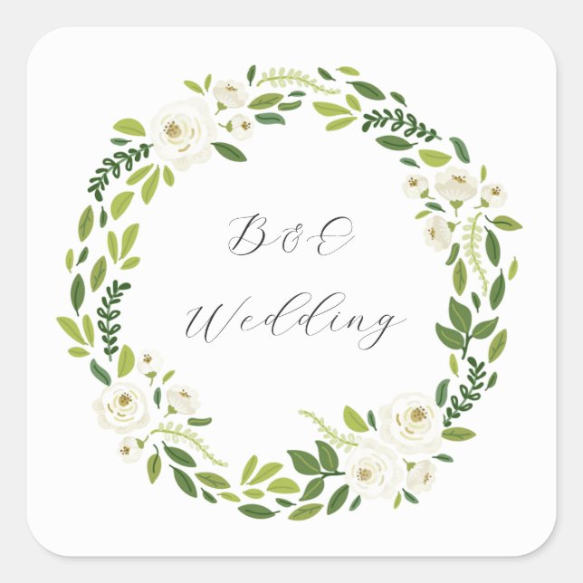 Luxury White Rose Floral Frame  Square Sticker (Front)