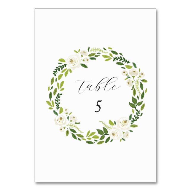 Luxury White Rose Floral Frame  Table Number (Front)