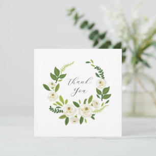 Luxury White Rose Floral Frame  Thank You Card