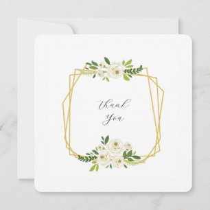 Luxury White Rose Floral Frame  Thank You Card