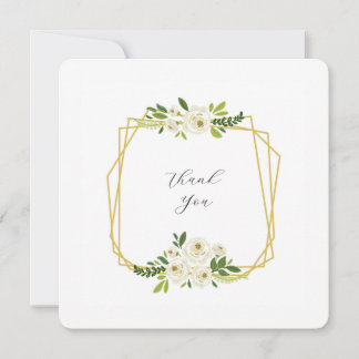 Luxury White Rose Floral Frame Thank You Card