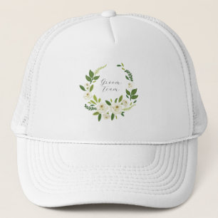 Luxury White Rose Floral Frame Trucker Hat