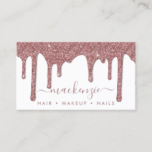Luxury White Rose Gold Sparkle Glitter Drips Business Card