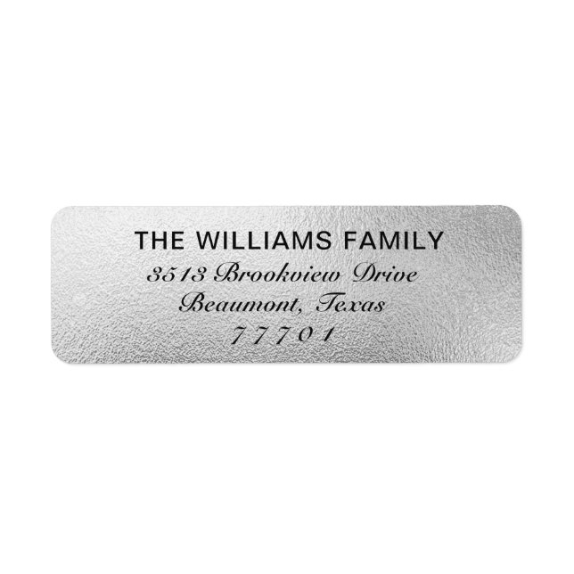 Luxury White Silver Foil Address Label (Front)
