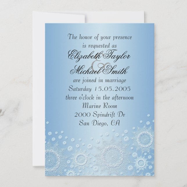 Luxury White Snowflakes Wedding Invite (Front)