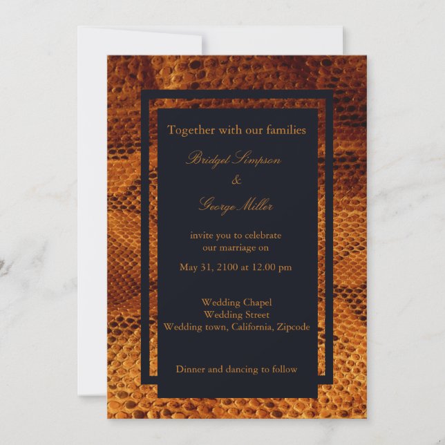luxury wild snake skin animal wedding  invitation (Front)