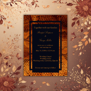 luxury wild snake skin animal wedding  invitation