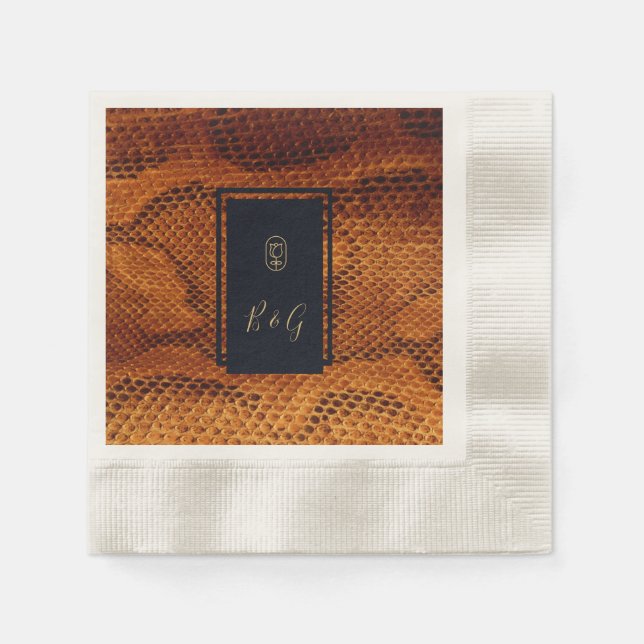 luxury wild snake skin animal wedding  napkin (Front)