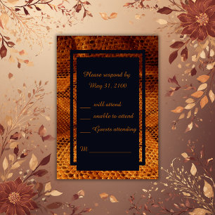 luxury wild snake skin animal wedding  RSVP card