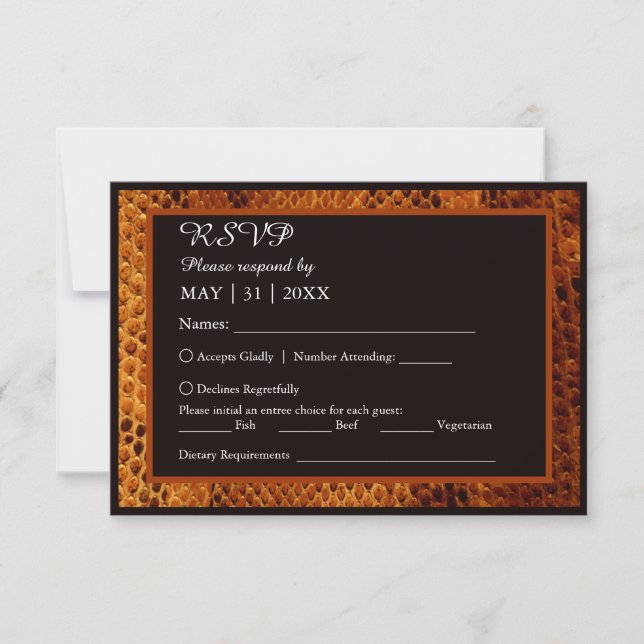 luxury wild snake skin animal wedding  RSVP card (Front)