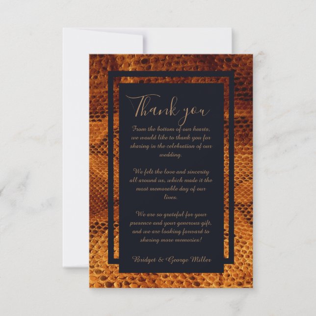 luxury wild snake skin animal wedding  thank you card (Front)