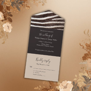 luxury wild zebra skin animal wedding all in one invitation