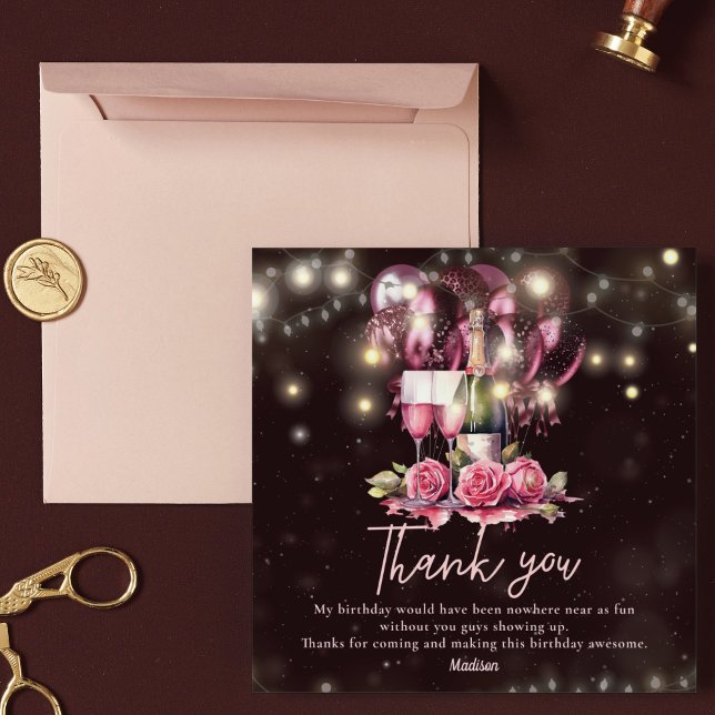 Luxury Wine Adult Birthday Thank You Card (Creator Uploaded)