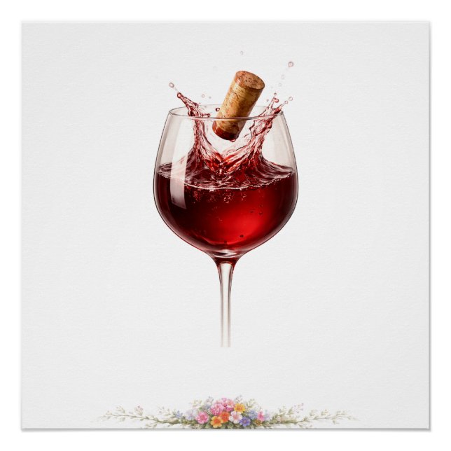 Luxury Wine Glass Splash Wall Art Poster (Front)