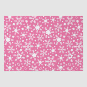 Luxury Winter Pink and White Christmas Snowflakes Tissue Paper