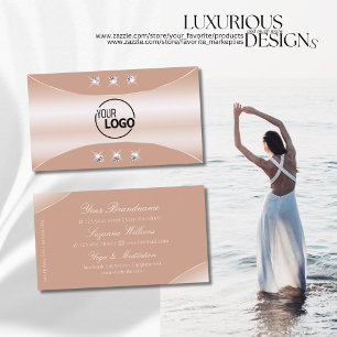Luxury with Rose Gold Decor Jewels and Logo Business Card