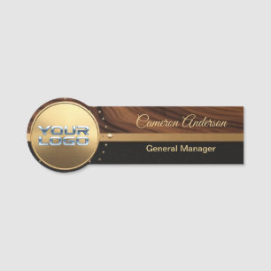 Luxury Wood Black Gold Name Tag