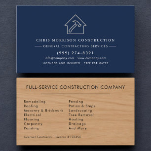Luxury Wood Grain Black Silver Construction Business Card