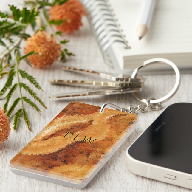 Luxury Woodgrain Faux Burel  Key Ring (Front Right)