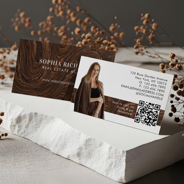Luxury Woodgrain Professional Real Estate Photo Business Card (Luxury Woodgrain Professional Real Estate Photo Business Card)