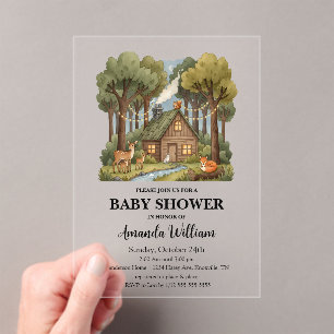 Luxury Woodland Clear Rustic Baby Shower  Acrylic Invitations