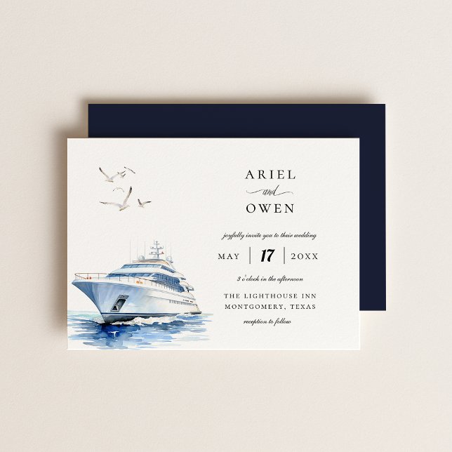Luxury Yacht Nautical Theme Wedding Invitation (Creator Uploaded)