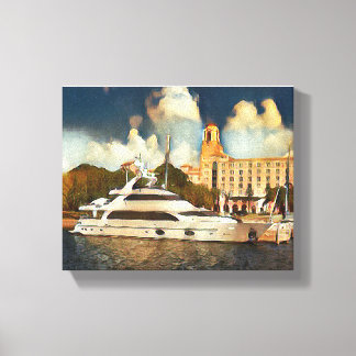 Luxury Yacht Wall Art Coastal Harbour Scene